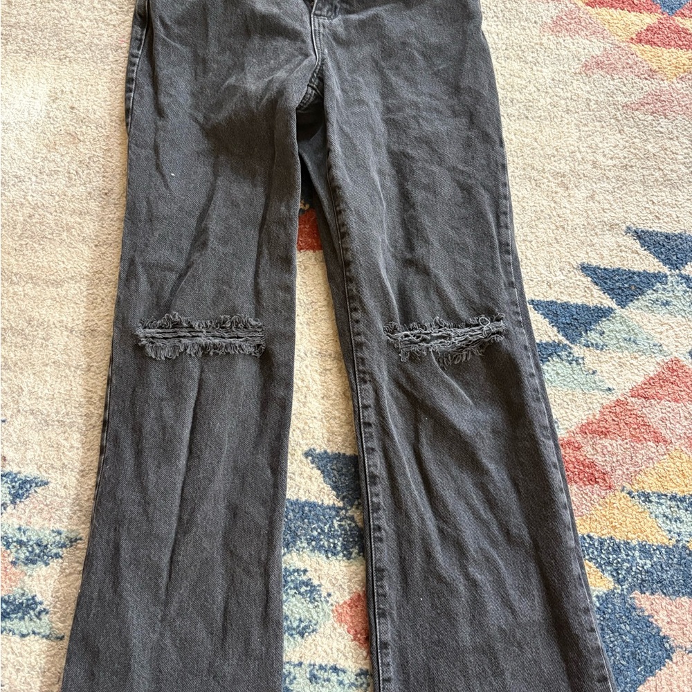 Garage Charcoal Distressed Flare Pants